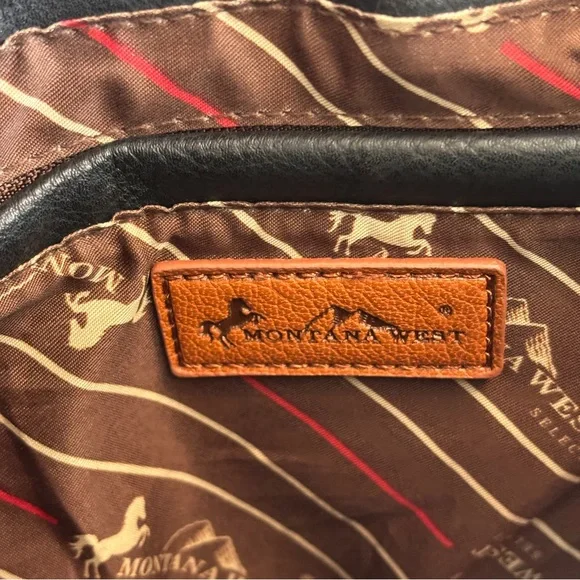 Montana West black leather Fringe Mariposa silver turquoise cross body bag purse - Picture 10 of 16